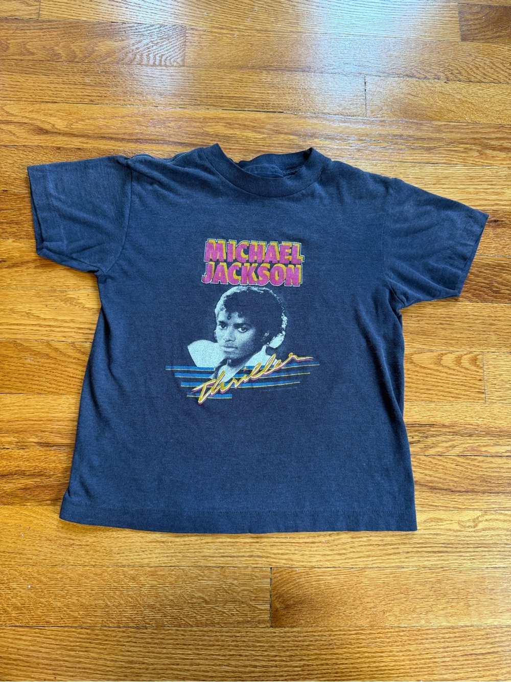 Vintage 80s Michael Jackson Thriller T-shirt, Band Singer MTV 1984 (Youth Small)